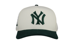 9FIFTY New York Yankees A Frame Snapback Hat "Off White / Green - Corduroy Visor" NE287