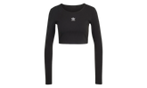 Essentials Ribbed Crop Long Sleeve Tee WMNS "Black" IW5725