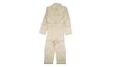 Linen Contrast Stitch Jumpsuit "Beige" 74NGG AP