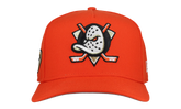 9FIFTY Anaheim Mighty Ducks Team Color A Frame Snapback Hat "Red - Grey Brim" NE464
