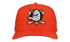 9FIFTY Anaheim Mighty Ducks Team Color A Frame Snapback Hat "Red - Grey Brim" NE464