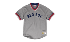 MLB Mesh V-Neck Tee "Boston Red Sox - Grey" MSPOAJ18001 BRSGREY1