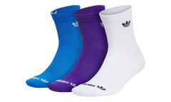 Originals High Quarter Trefoil Socks (3 Pack) "Purple / White / Blue" IU9033C