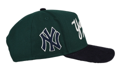 9FIFTY New York Yankees A Frame Snapback Hat "Chainstitch - Corduroy Green / Navy" 44531118407868