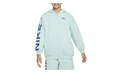 Air Club Fleece Girls' Oversized Full-Zip Hoodie GS "Jade Ice / Geode Teal" FD2960 346