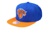 NBA Two-Tone 2.0 Hardwood Classics Fitted Cap "New York Knicks - Royal Blue / Orange" 6HSFJS19193 NYKRYOR