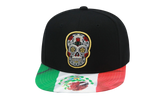 Branded Sugar Skull Snapback Cap "Mexican Flag - Black" 6HSSTD17414 MNNBLCK