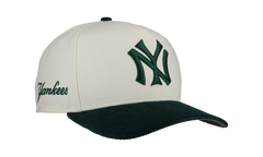 9FIFTY New York Yankees A Frame Snapback Hat "Off White / Green - Corduroy Visor" NE287