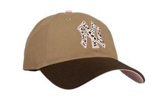 9TWENTY New York Yankees Premium Adjustable Hat "Tan / Walnut Safari Print - Pink Brim" NE333