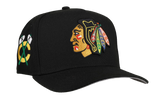 9FIFTY Chicago Blackhawks Team Color A Frame Snapback Hat "Black (Grey Brim)" NE470