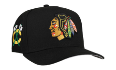 9FIFTY Chicago Blackhawks Team Color A Frame Snapback Hat "Black (Grey Brim)" NE470