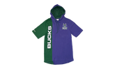 NBA Short Sleeve Split Hoodie "Milwaukee Bucks - Purple / Green" HDSSAJ19008 MBUPRGN