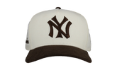 9FIFTY New York Yankees A Frame Snapback Hat "Off White / Walnut - Corduroy Visor" NE341