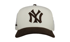 9FIFTY New York Yankees A Frame Snapback Hat "Off White / Walnut - Corduroy Visor" NE341