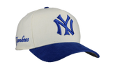 9FIFTY New York Yankees A Frame Snapback Hat "Off White / Royal - Corduroy Visor" NE335