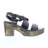 Bed Stu Lara F399014 Womens Brown Leather Hook & Loop Heeled Sandals Shoes