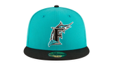 59FIFTY Florida Marlins Basics 1997 World Series Patch Fitted Hat "Nitro Teal / Black" 123451289605