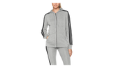 Essentials Cotton Fleece 3-Stripe Full Zip Hoodie WMNS "Grey / Black" CD2250