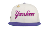 59FIFTY New York Yankees 1962 World Series Patch Fitted Hat "Stone / Purple / Pink" NE338