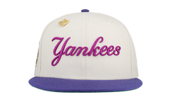 59FIFTY New York Yankees 1962 World Series Patch Fitted Hat "Stone / Purple / Pink" NE338