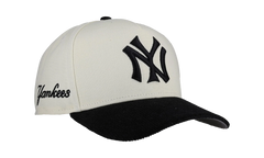 9FIFTY New York Yankees A Frame Snapback Hat "Off White / Black - Corduroy Visor" NE277