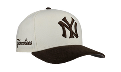 9FIFTY New York Yankees A Frame Snapback Hat "Off White / Walnut - Corduroy Visor" NE341
