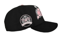 59FIFTY New Jersey Devils 20th Anniversary Fitted Hat "Black / Pink Corduroy Script" NE438