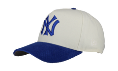 9FIFTY New York Yankees A Frame Snapback Hat "Off White / Royal - Corduroy Visor" NE335