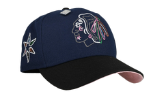 59FIFTY Chicago Black Hawks Fitted Hat "Navy / Black / Pink Brim" NE454