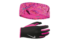 RUN DRY HEADBAND AND GLOVE SET "Black / Hyper Pink / Silver" N.000.3558.965
