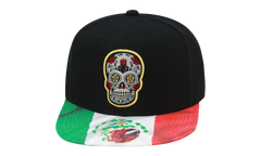 Branded Sugar Skull Snapback Cap "Mexican Flag - Black" 6HSSTD17414 MNNBLCK