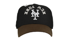 59FIFTY New York Mets 50th Anniversary Upside Down Script Fitted Hat "Black / Brown" NE198