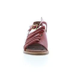 Simmy A70002-201 Womens Brown Leather Hook & Loop Strap Heels Shoes