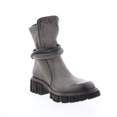 Hersh A82206-301 Womens Gray Leather Zipper Casual Dress Boots