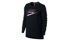 Foil Swoosh Logo Long Sleeve T-Shirt WMNS"Black/ Purple" 874120 010