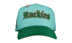 59FIFTY Colorado Rockies Old English Script Fitted Hat "Teal / Green" NE104