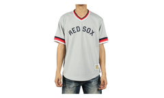 MLB Mesh V-Neck Tee "Boston Red Sox - Grey" MSPOAJ18001 BRSGREY1