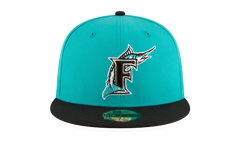 59FIFTY Florida Marlins Basics 1997 World Series Patch Fitted Hat "Nitro Teal / Black" 123451289605