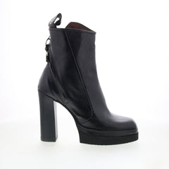 Vale Womens Black Leather Zipper Ankle & Booties Boots